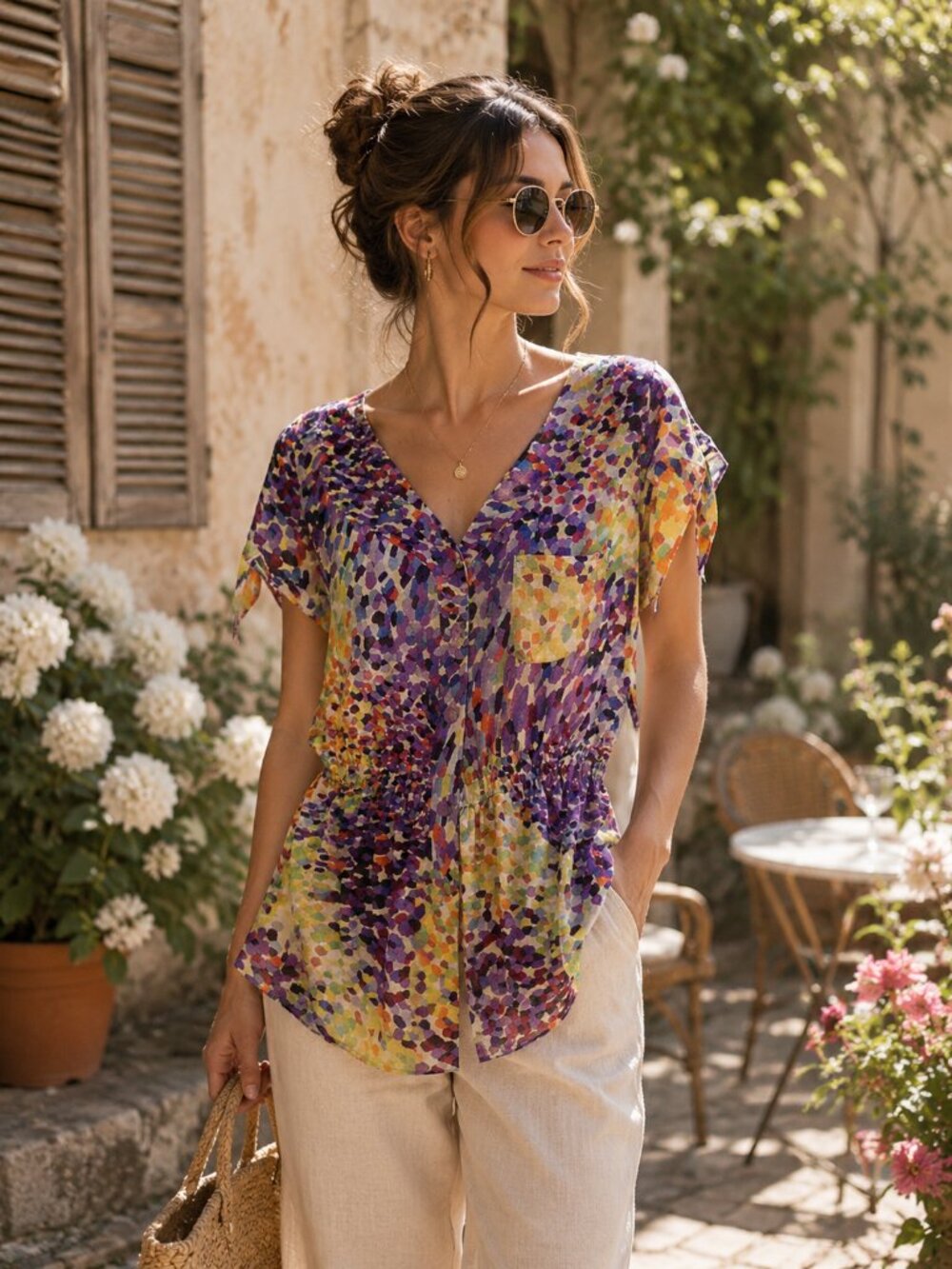 NWOT Anthropologie Postella 100% Silk Button Up Blouse size P
